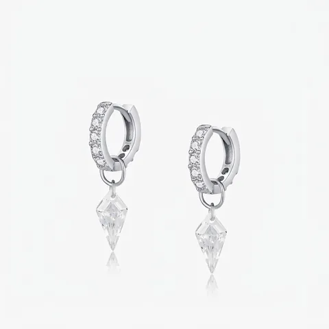 925 Sterlingsilber Rhombus Anhänger Ohrstecker Für Damen Minimalistische Zirkonia Eingelegt Süßer Cooler Stil Schmuck