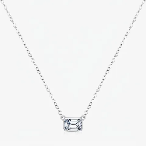 Collier Pendentif Zirconia Taille Émeraude en Argent Sterling 925 pour Femmes Chaîne de Clavicule Élégante Simple Bijoux Cadeau