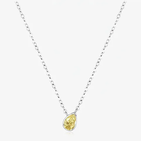 Elegante 925 Sterlingsilber Halskette Mit Gelbem Birnenform Zirkonia Anhänger Für Damen Minimalistische Mode Verstellbare Schlüsselbeinkette Schmuck
