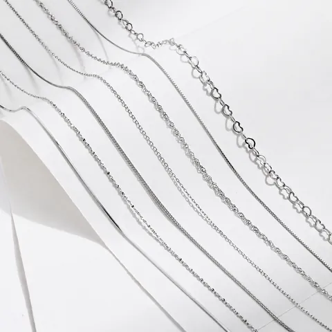 925 Sterling Silver Minimalist Necklace Chain For Women Electroplated Box Snake Heart Water Wave Chopin Link Chain Jewelry