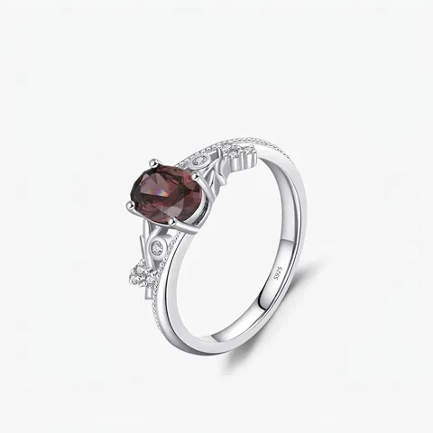 Vintage 925 Sterlingsilber Ring Tiefrot Oval Zirkonia Für Damen Elegant Eingelegt Leichter Luxus Hohl Ranke Ring Schmuck