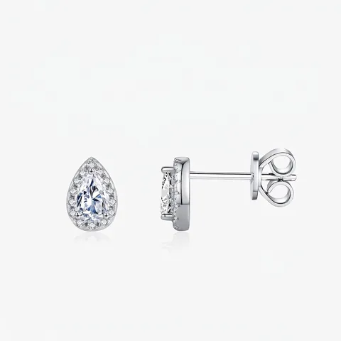 Orecchini a Bottone in Moissanite Colore D Argento Sterling 925 Taglio a Pera Goccia Halo Orecchini per Donna Gioielli di Lusso Regalo