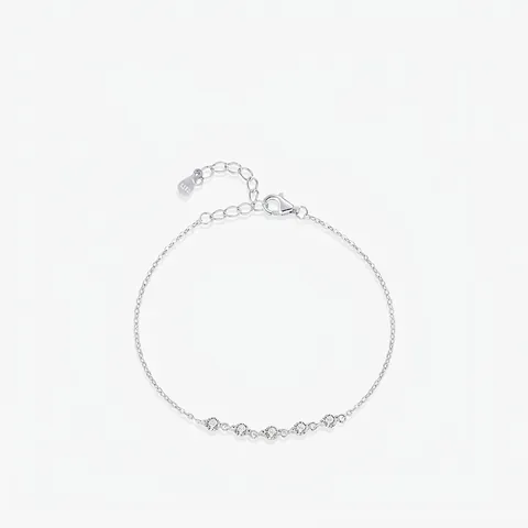 Elegante Pulsera de Plata de Ley 925 con Diamantes de Imitación Redondos para Mujer Estilo Coreano Minimalista Ajustable Regalo