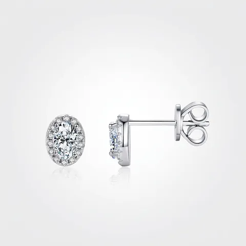 925 Sterling Silver Oval Halo Stud Earrings With Zirconia Sparkling Elegant Old Money Style Jewelry For Women Gift