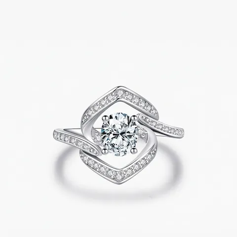 Luxury 925 Sterling Silver Geometric Cross Ring For Women Elegant Zirconia Inlaid Wedding Engagement Finger Jewelry Ring