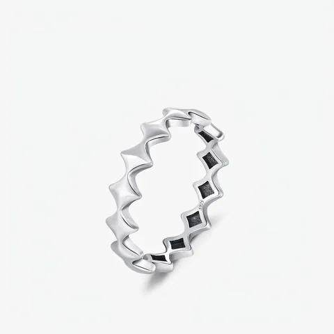 Anello Stella in Argento Sterling 925 Vintage per Donna Anello a Catena Geometrica Ossidato Personalizzato Gioielli Minimalisti
