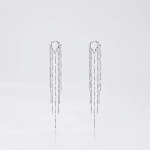 925 Argento Sterling Eleganti Orecchini a Cerchio a V Orecchini Lunghi con Nappa Per Donna Gioielli alla Moda Regalo per Feste