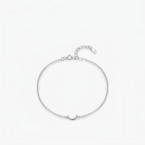 Minimalistisches 925 Sterlingsilber Halbmond Armband Verstellbare Feine Kette Polierter Schmuck Für Damen Jubiläumsgeschenk
