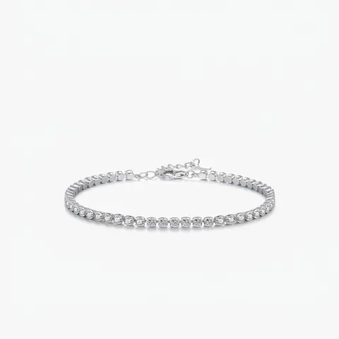 925 Sterlingsilber Tennis Armband Für Damen Funkelnde Rundschliff Zirkonia Elegant Inlaid Verstellbare Gliederkette Armband