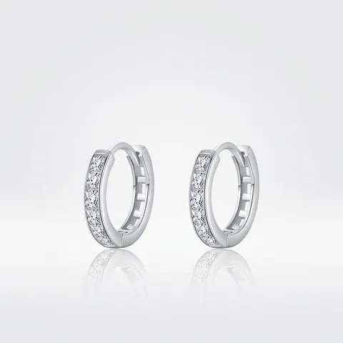 925 Sterling Silver U-Shaped Hoop Earrings For Women Inlaid Rhinestone Hollow Design Personalized Trendy Jewelry Gift