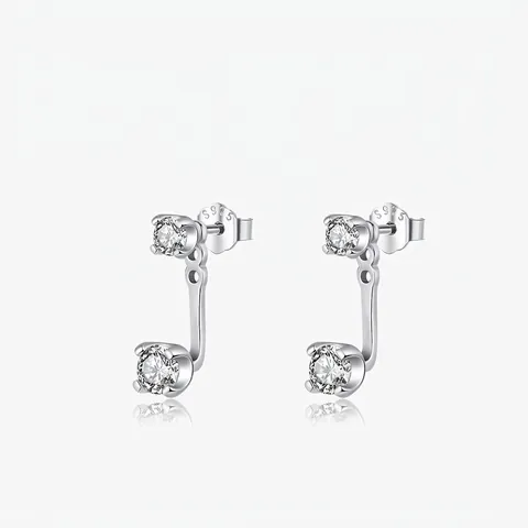 925 Sterlingsilber Zirkonia Ohrstecker Für Damen Elegant Geometrisch Doppelseitig Ear Jacket Hochwertiger Edelschmuck