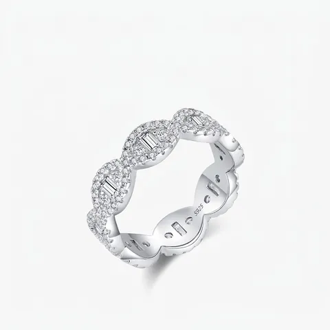 S925 Sterlingsilber Geometrischer Wellenring Für Damen Luxuriös Voll Strass Eingelegter Ewigkeit Fingerring Hochzeit Party Schmuck