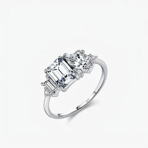 925 Sterling Silber Smaragdschliff Strass Ring Für Damen Luxus Geometrisch Birnenförmig Eingelegt Hochzeitsschmuck