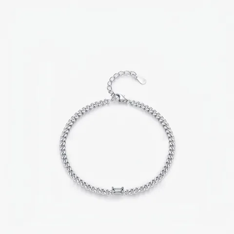 Bracciale Geometrico in Argento Sterling 925 da Donna Zirconia Rettangolare Minimalista Catena a Gruman Gioielli