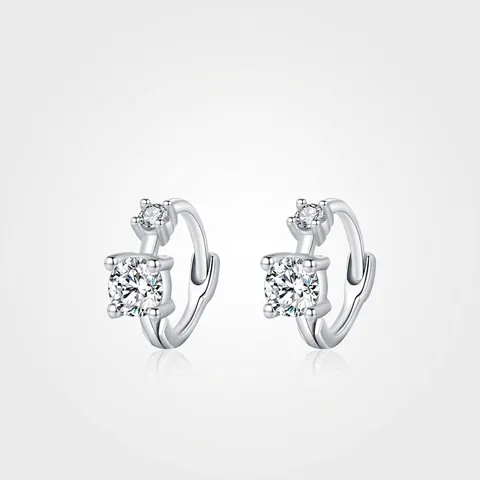 Orecchini a Cerchio in Argento Sterling 925 Con Zirconia Delicati Minimalisti Geometrici Tondi per Donna Gioielli di Moda