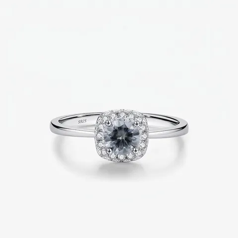 Luxurious YANLOK 0.50ct Gray Moissanite 925 Sterling Silver Halo Ring For Women Round Cut Rhinestone Engagement Wedding Ring With GRA Certificate
