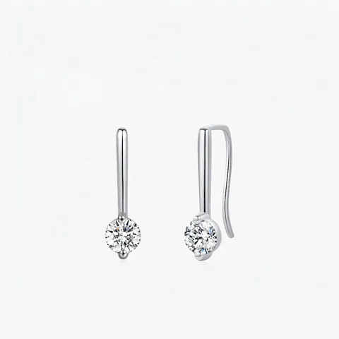 925 Sterling Silver Moissanite Drop Earrings For Women Round Brilliant Cut Inlaid D color VVS1 Minimalist Dangle Earrings Jewelry Gift