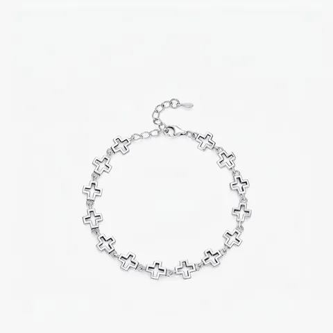 925 Sterlingsilber Hohles Kreuz Gliederkette Armband Vintage Minimalistisch Neutraler Stil Verstellbarer Schmuck Geschenk Für Damen