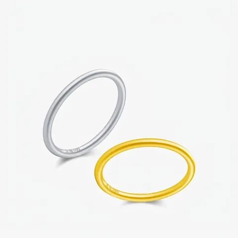 Anello Minimalista in Argento Fino S999 per Donna Sabbiato Smerigliato Impilabile Placcato Oro Argento Gioielli Regalo