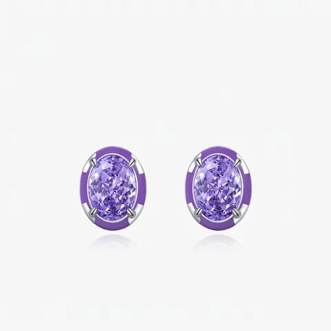 Lavendel Oval Zirkonia Ohrstecker 925 Sterlingsilber Elegant S925 Eisblumenschliff Cubic Zirkonia Pendeln Schmuck Für Damen