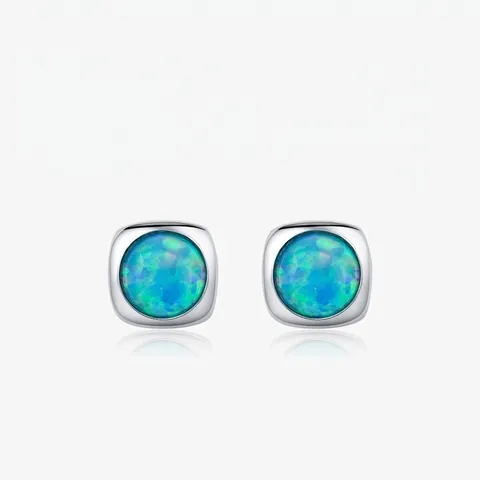 925 Sterlingsilber Quadratische Ohrstecker Minimalistische Traumhafte Opal Eingelegte Ohrringe Für Damen Exquisiter Luxusschmuck