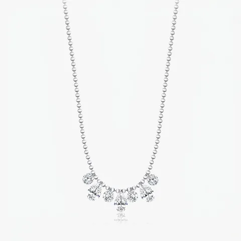 925 Sterling Silver Geometric Water Drop Zirconia Pendant Necklace For Women Personalized Sparkling Clavicle Ball Chain Jewelry