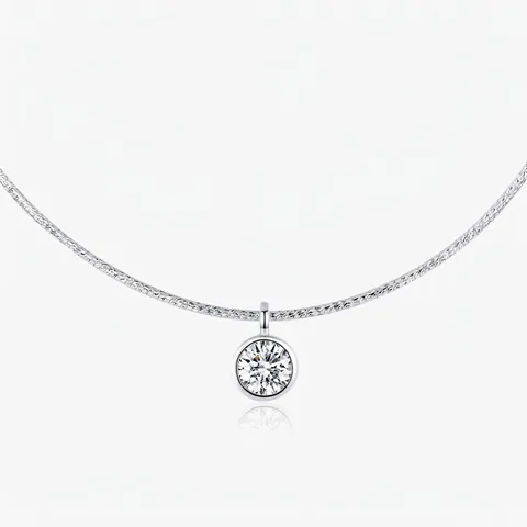 925 Sterlingsilber Einzelne Zirkonia Anhänger Halskette Für Damen Minimalistisch Elegant Choker Schlüsselbeinkette Schmuck Geschenk