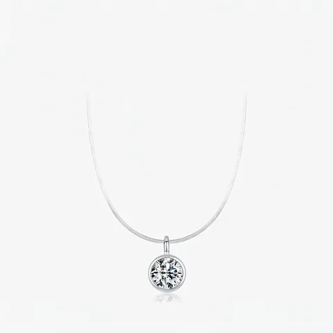 Collana con Pendente a Bolla in Argento Sterling 925 e Zirconia per Donna Minimalista Tondo Singolo Pietra Catena a Serpente