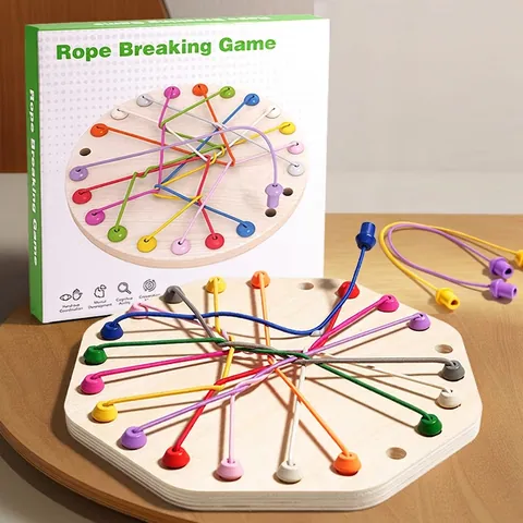 Wooden Rope Breaking Game Kids Educational Logic Thinking Challenge Toy Hand-Eye Coordination Training Desktop Game Gift For Children