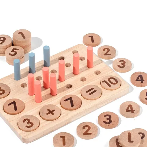 Tableau de Comptage Numérique en Bois Montessori Jouet Éducatif de Mathématiques Ensemble Enfants Addition Soustraction Apprentissage