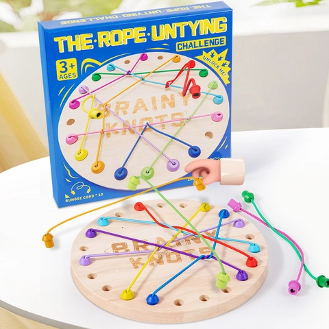 Brainy Knots Επιτραπέζιο Παιχνίδι Λογικής Montessori από Ξύλο για Παιδιά Εκπαιδευτικό Παιχνίδι Πρόκλησης Λυσίματος Σχοινιού
