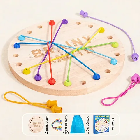 Brainy Knots Επιτραπέζιο Παιχνίδι Λογικής Montessori από Ξύλο για Παιδιά Εκπαιδευτικό Παιχνίδι Πρόκλησης Λυσίματος Σχοινιού