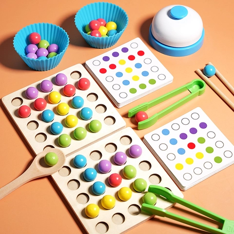 Kinder Holz Perlen Kampfspiel Montessori Lernspielzeug Für Feinmotorik Konzentration Logik Denktraining Früherziehung Kit Für Kinder