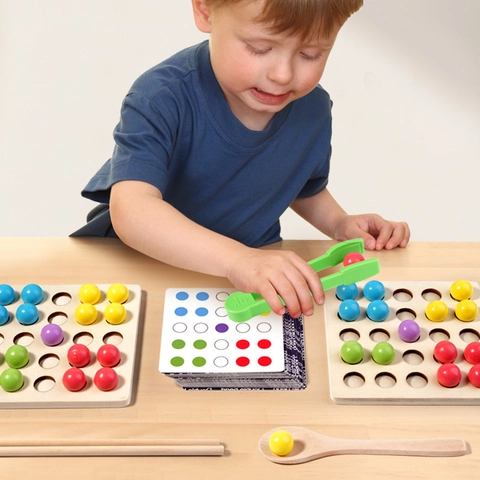 Kinder Holz Perlen Kampfspiel Montessori Lernspielzeug Für Feinmotorik Konzentration Logik Denktraining Früherziehung Kit Für Kinder