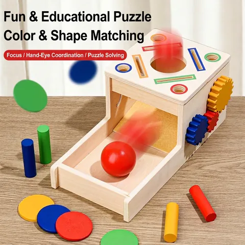 Montessori Giochi Educativi in Legno Scatola Monete Ingranaggi Abbinamento Colori Forme Giocattolo di Apprendimento Bambini