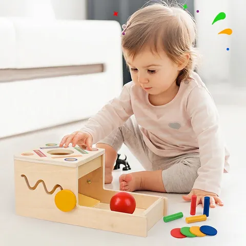 Montessori Giochi Educativi in Legno Scatola Monete Ingranaggi Abbinamento Colori Forme Giocattolo di Apprendimento Bambini