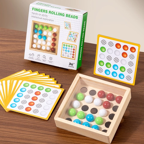 Hölzernes Finger-Rollperlen Logikspiel Kinder Pädagogisches Montessori Spielzeug Hand-Auge-Koordination Training Puzzle