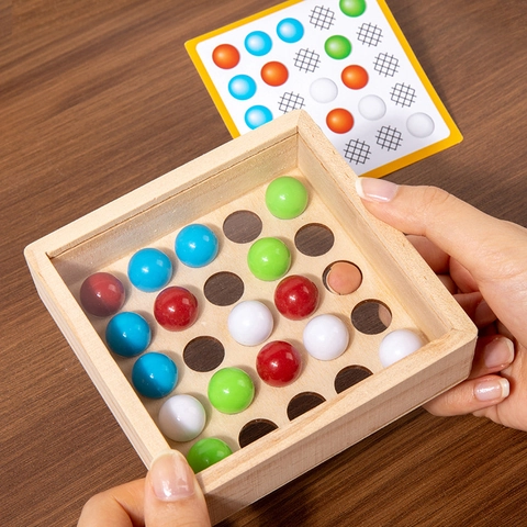 Hölzernes Finger-Rollperlen Logikspiel Kinder Pädagogisches Montessori Spielzeug Hand-Auge-Koordination Training Puzzle