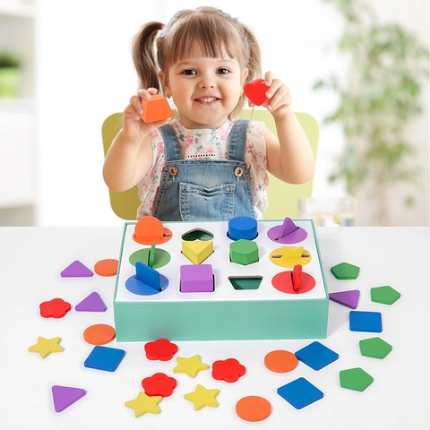 Juguete Clasificador de Formas de Madera de 12 Agujeros para Niños Pequeños Reconocimiento de Colores Montessori Juguetes Educativos Regalo