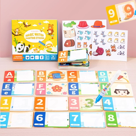 Magical Water Drawing Sticker Book For Toddlers Reusable Water Reveal Coloring Cards Early Educational Learning Toys For Kids