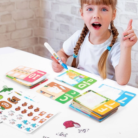 Magical Water Drawing Sticker Book For Toddlers Reusable Water Reveal Coloring Cards Early Educational Learning Toys For Kids
