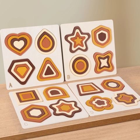 Montessori Houten Geometrische Vorm Sorteren Puzzel Voor Peuters Vroege Educatie Aardetint Genesteld Logica Speelgoed