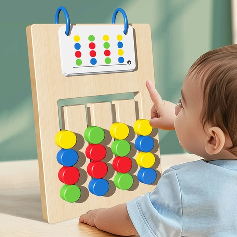 Wooden Logic Puzzle Toy For Kids Double Sided Color Shape Matching Montessori Early Education Thinking Training Board Toddler Game
