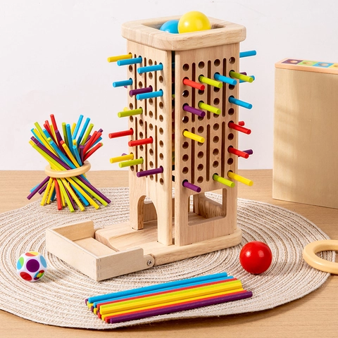 Wooden Balance Pull Stick Game Toy Kids Concentration Training Montessori Educational Toy Tabletop Interactive Game