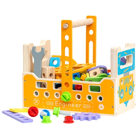 Set di Giocattoli per Camion da Cantiere Educativi in Legno per Bambini Fai da Te Creativo Montaggio Smontaggio Costruzione