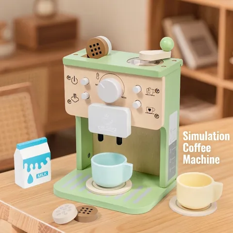 Set Giocattolo Macchina del Caffè in Legno per Bambini Cucina Gioco di Ruolo Giocattolo Educativo Interattivo per Bambini