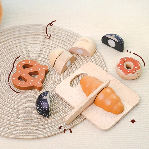 Kit Giocattolo per Tagliare il Pane in Legno per Bambini Montessori Gioco di Ruolo Cucina Cibo Giocattoli Educativi
