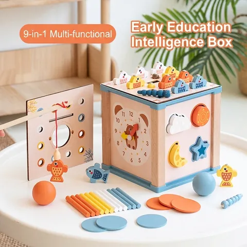 Multifunktionaler Montessori Aktivitätswürfel Aus Holz Für Kleinkinder Pädagogisches Busy Box Spielzeug Mit Magnetischem Angeln