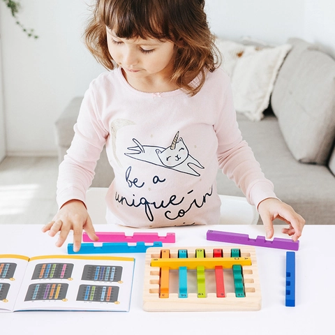 Giocattolo di Abbinamento a Bastoncini Arcobaleno Montessori In Legno Allenamento Pensiero Logico Gioco da Tavolo Educativo