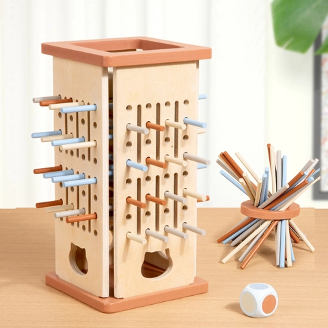 Montessori Wooden Draw Stick Game Toy For Kids Educational Balance Training Focus Coordination Parent-Child Board Game